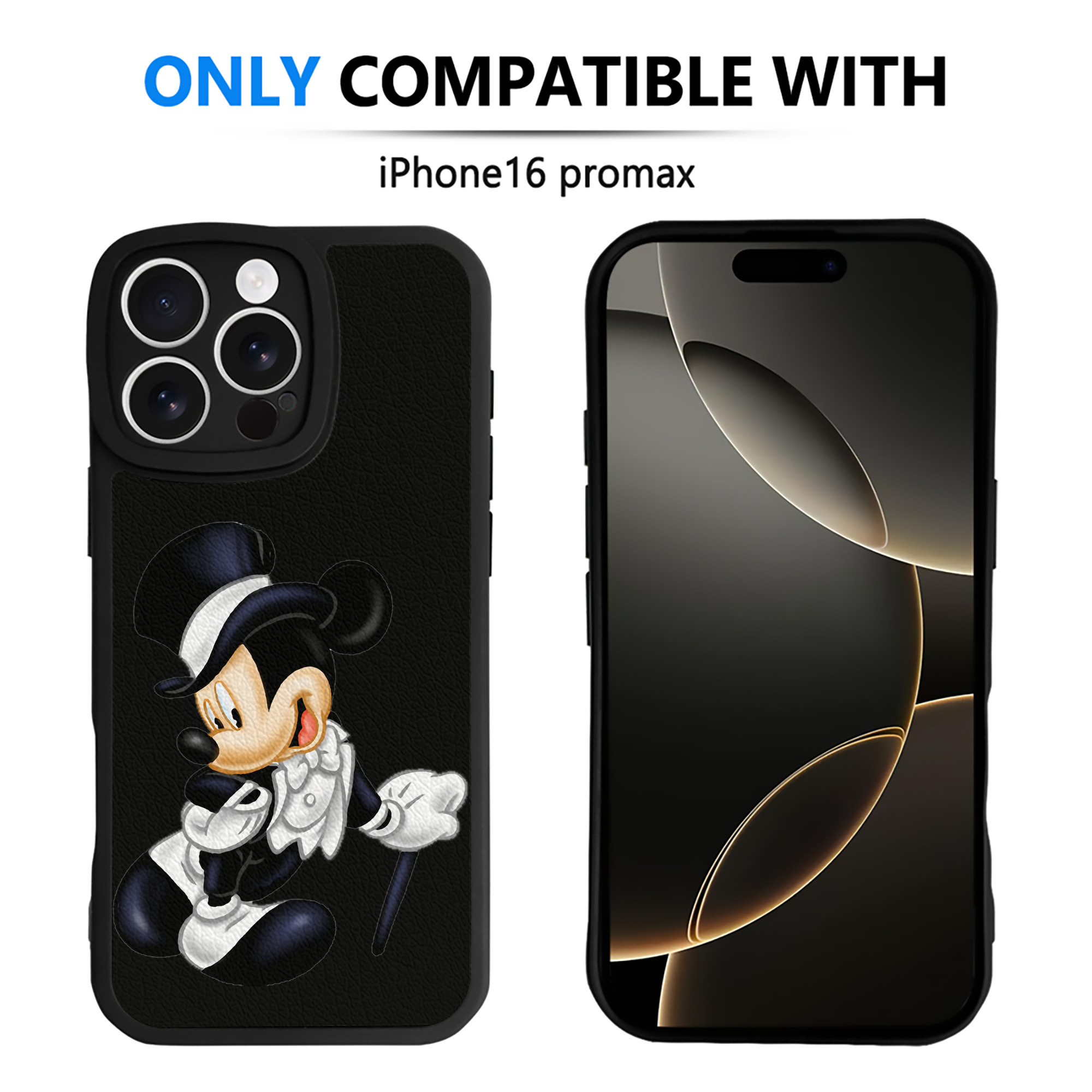 （画像用） ミッキーマウス Mickey Mouse 【iPhone 16シリーズ対応】シリコンスマホケース（レザー調） 材質：シリコン